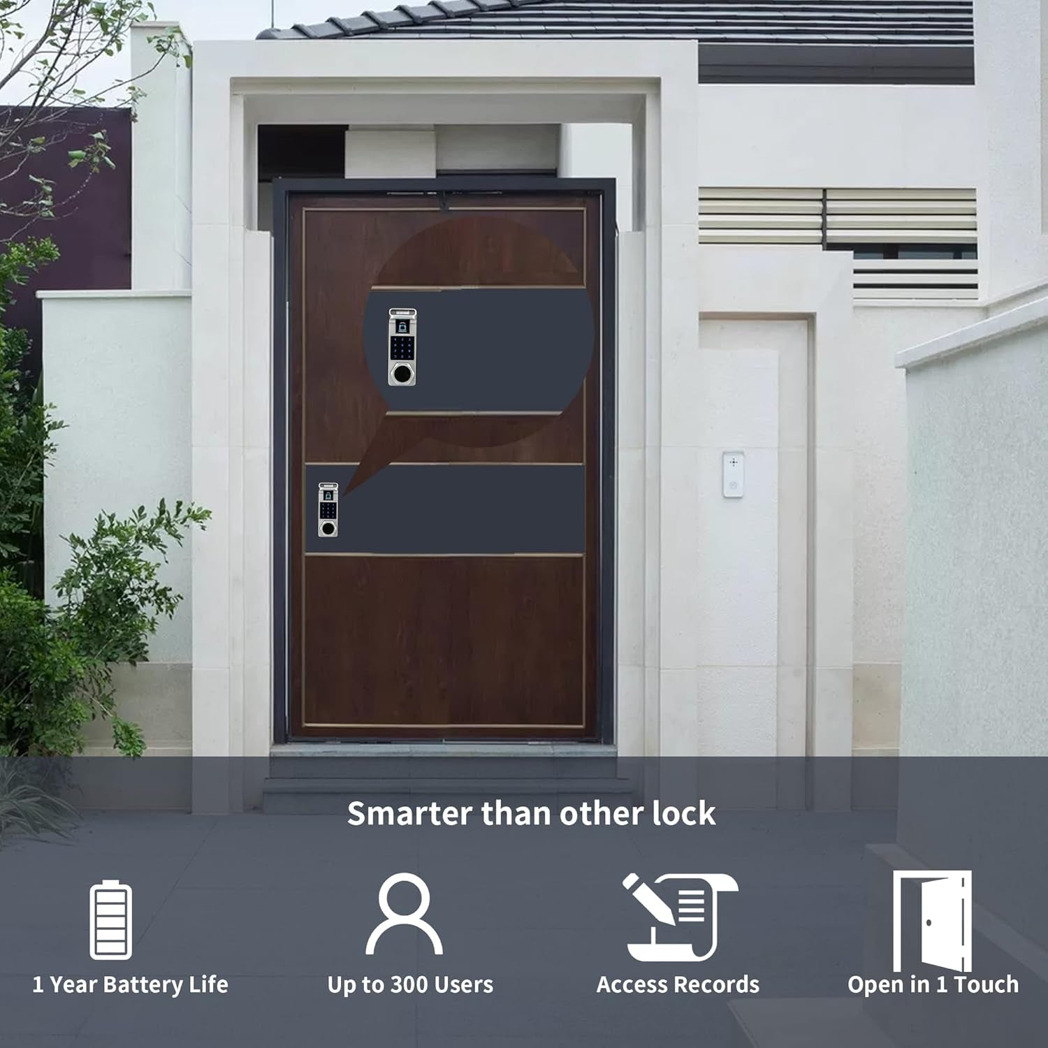 K1 Fingerprint, Keyless Entry, Keypad Lock, Biometric, Digital Door Lock for Home and Office (Silver)