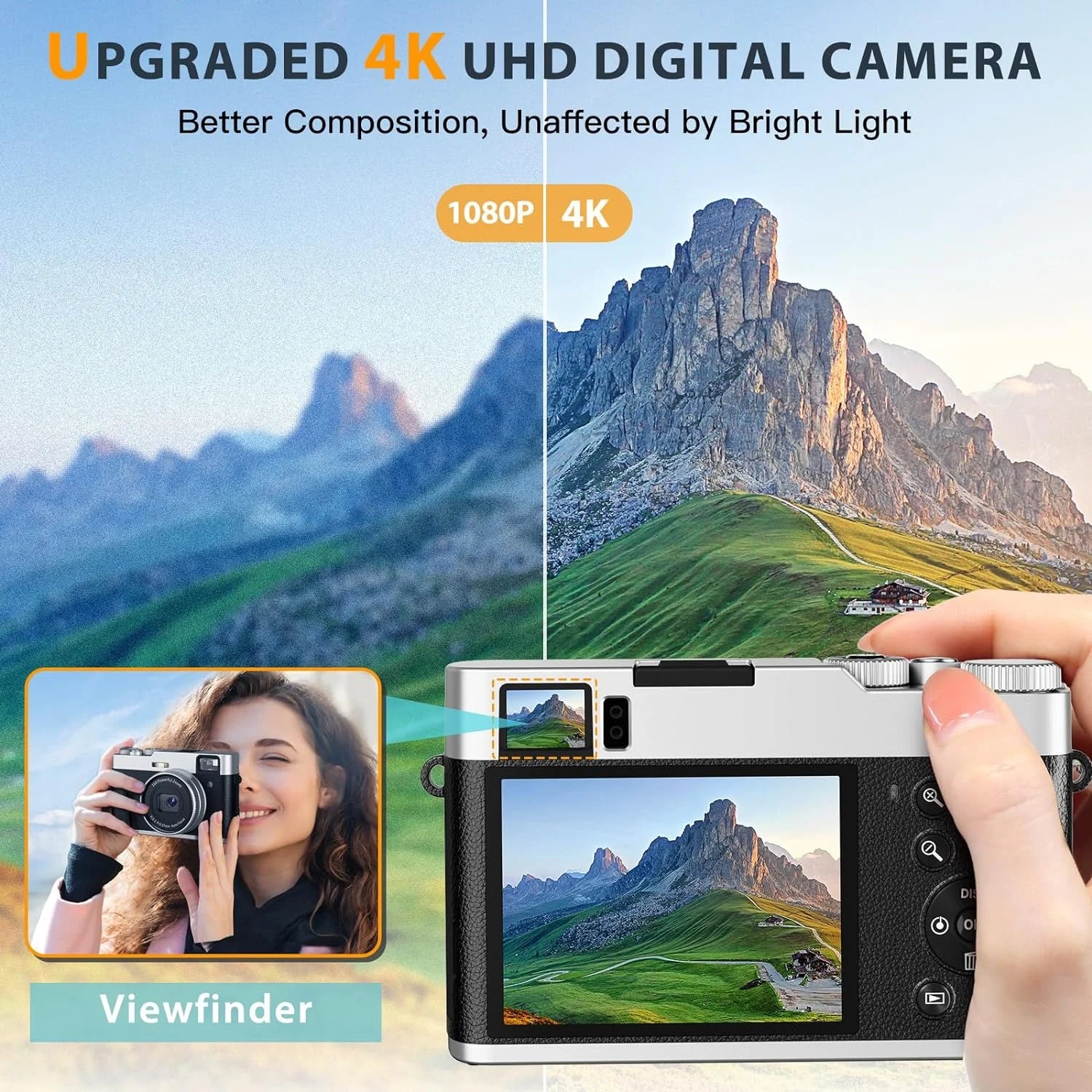 4K Digital Camera for Photography Autofocus 48MP Vlogging Camera for Youtube 16X Digital Zoom Cameras with SD Card