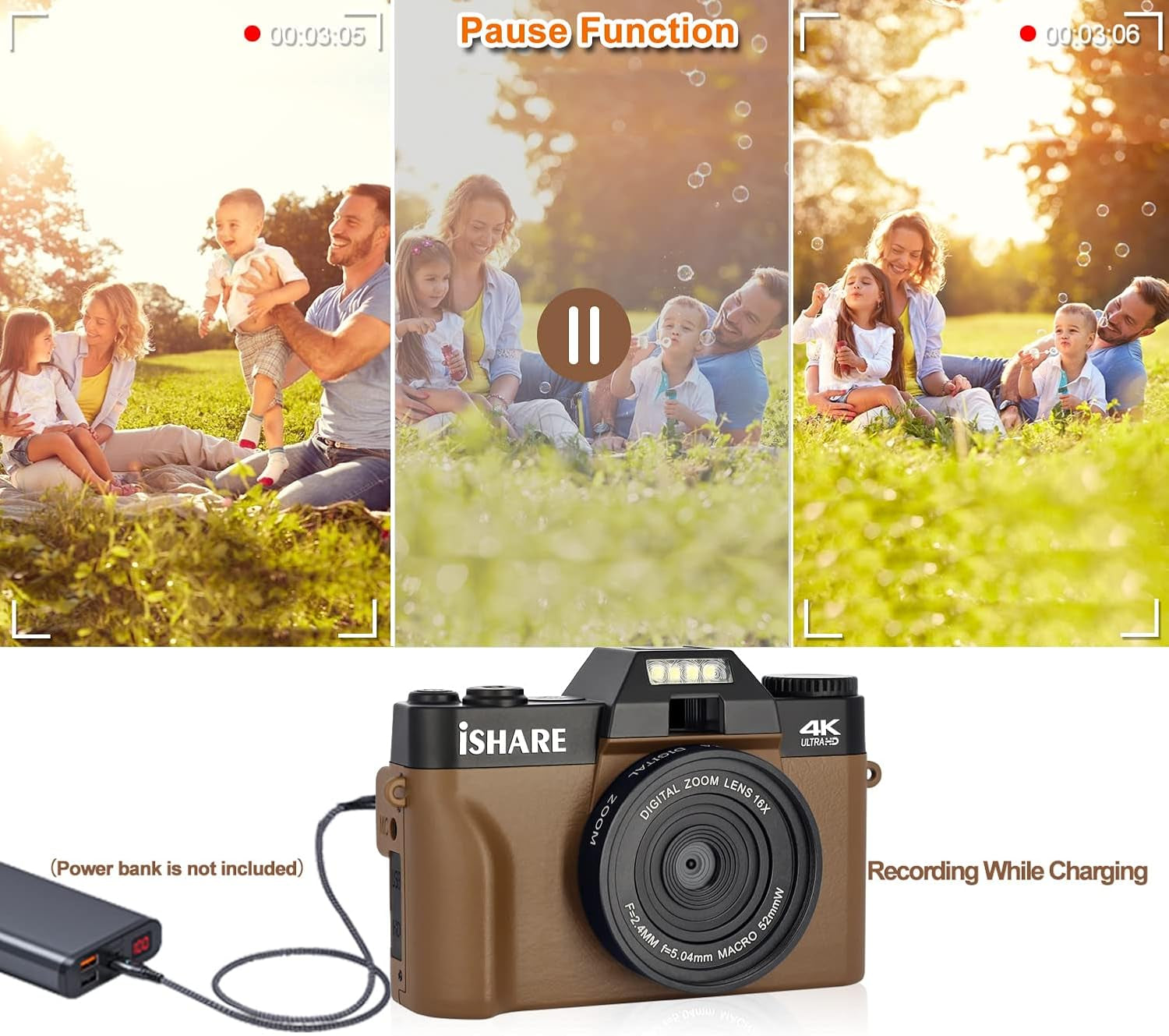 Digital Camera for Photography,Vlogging Camera for Youtube with Wifi 180° Flip Screen,16X Digital Zoom,Digital Camera for Kids and Adults with One Batteries,Wide-Angle Lens and 32GB Micro Card