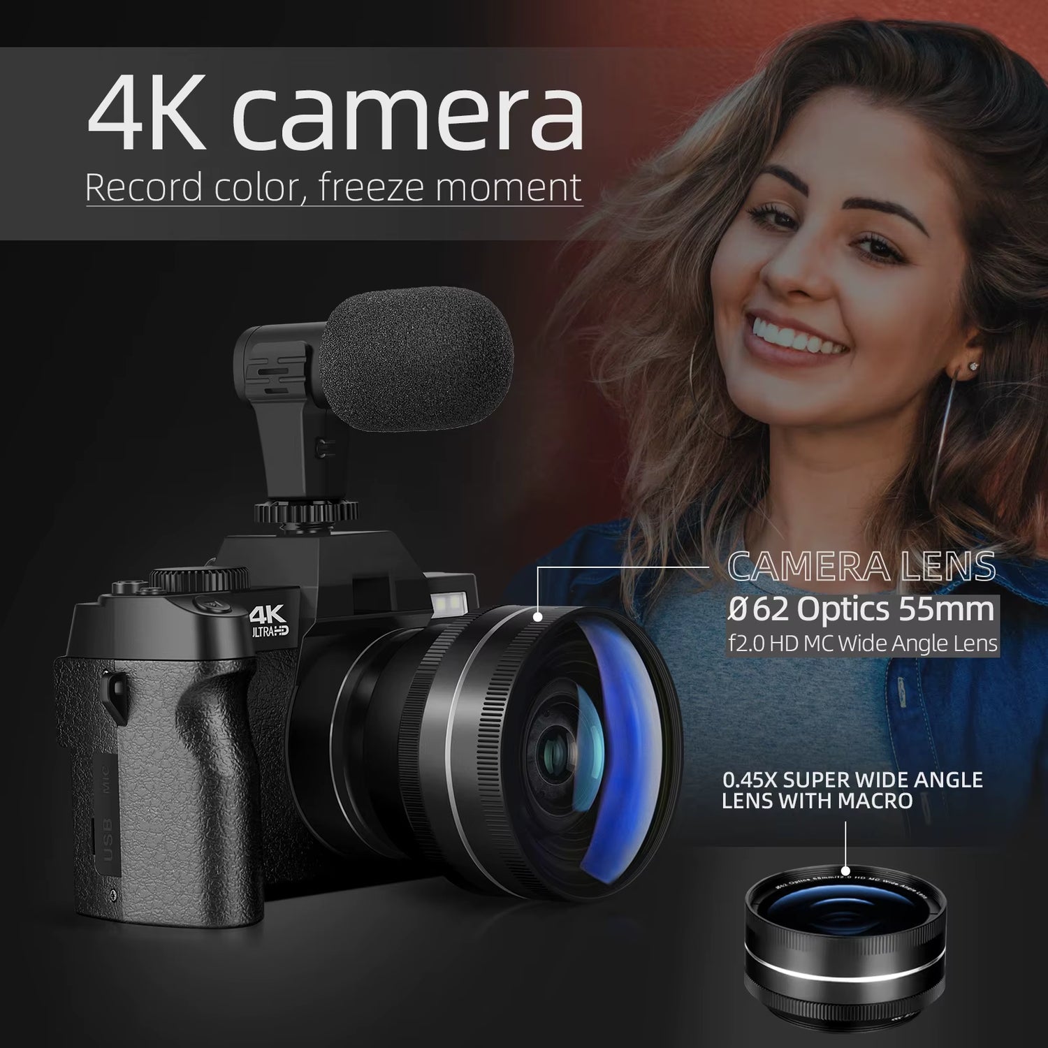G-Anica Compact Digital Photography Camera4K Wireless Network Camera Retro Vlog Recorder Youtube 48MP Camera 3"Flip Screen
