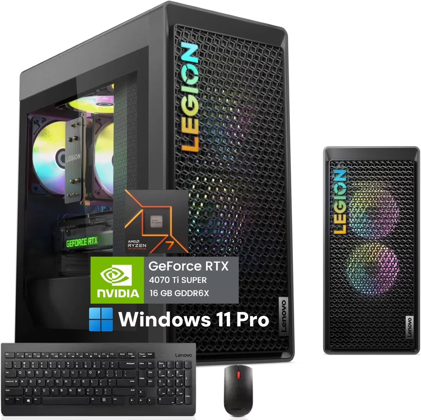 Legion Tower 5 Gen 8 Gaming Desktop Computer, AMD Ryzen 7 7700, Geforce RTX 4070 Ti, 64GB DDR5, 2TB SSD+2TB HDD, Wi-Fi 6E, Windows 11 Pro