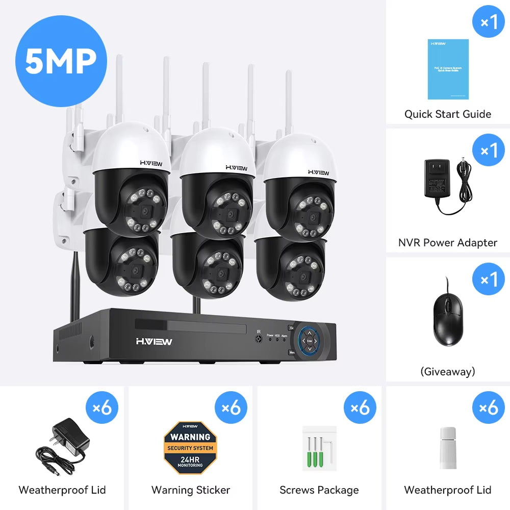 8CH 5Mp Wireless Wifi Camera Security System CCTV Camera Video Surveillance Kit NVR Indoor Outdoor Two-Way Audio Xmeye
