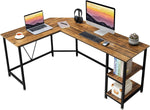 L Shaped Computer Desk with Storage Shelves, 66 Inch Corner Computer Home Office Writing Table,Rustic Large Gaming PC Workstation Space Saving, Easy Assembly,Walnut