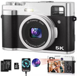 5K Digital Camera for Photography Autofocus 48MP Vlogging Camera for Youtube 16X Digital Zoom with Front and Rear Cameras with 32GB SD Card
