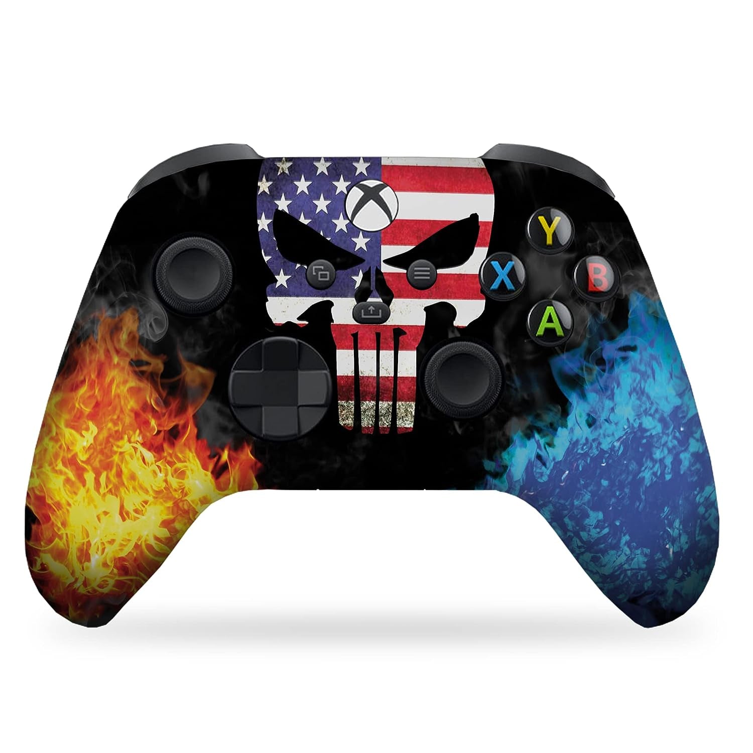 Americcan Warrior Skull Custom X-Box Controller Wireless Compatible with X-Box One/Series X/S Proudly Customized in USA with Permanent HYDRO-DIP Printing (NOT JUST a SKIN)