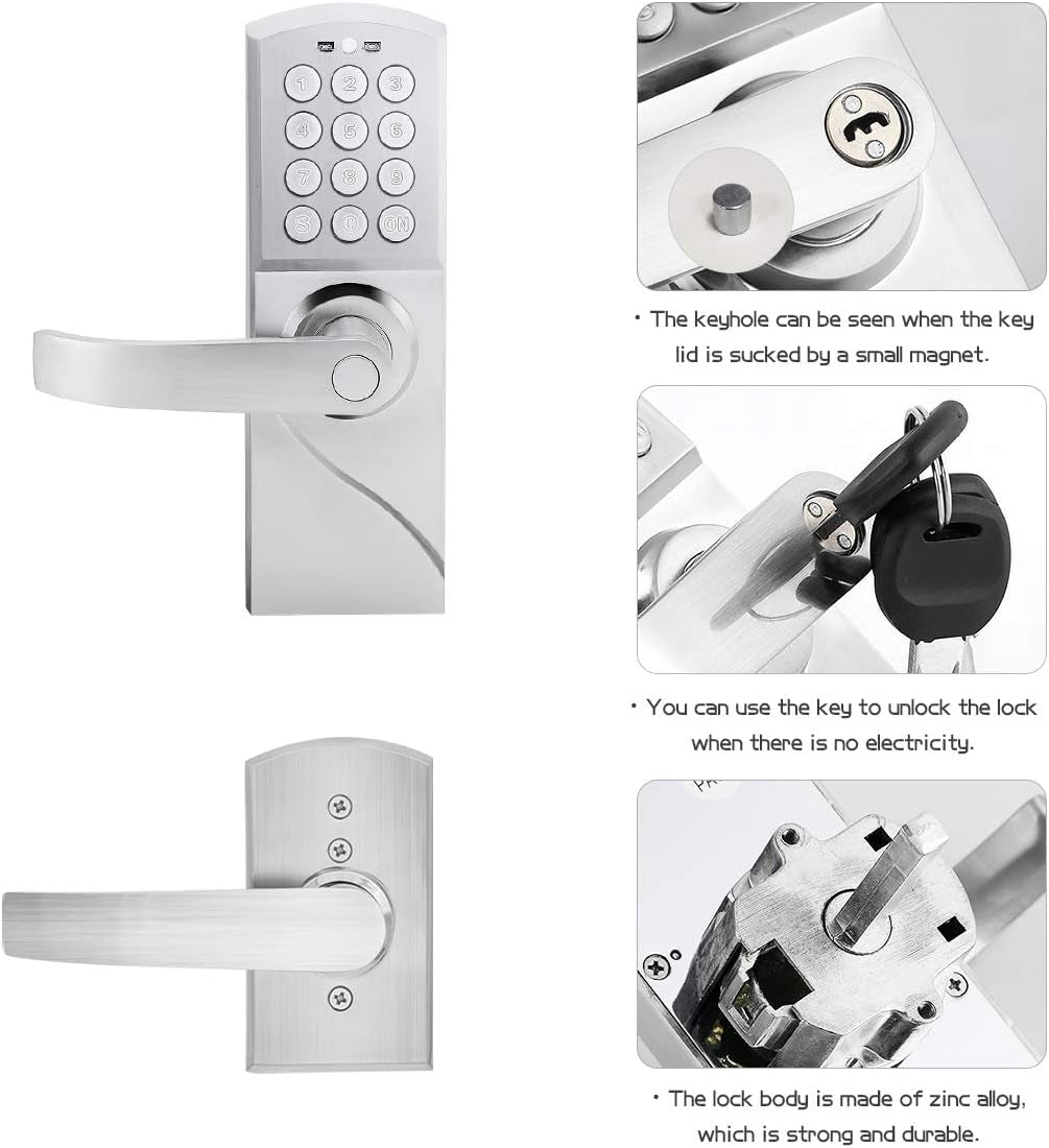 Smart Door Lock Digital Lock Keyless Door Lock Entry by Code and Emergency Key (Right_Hand)