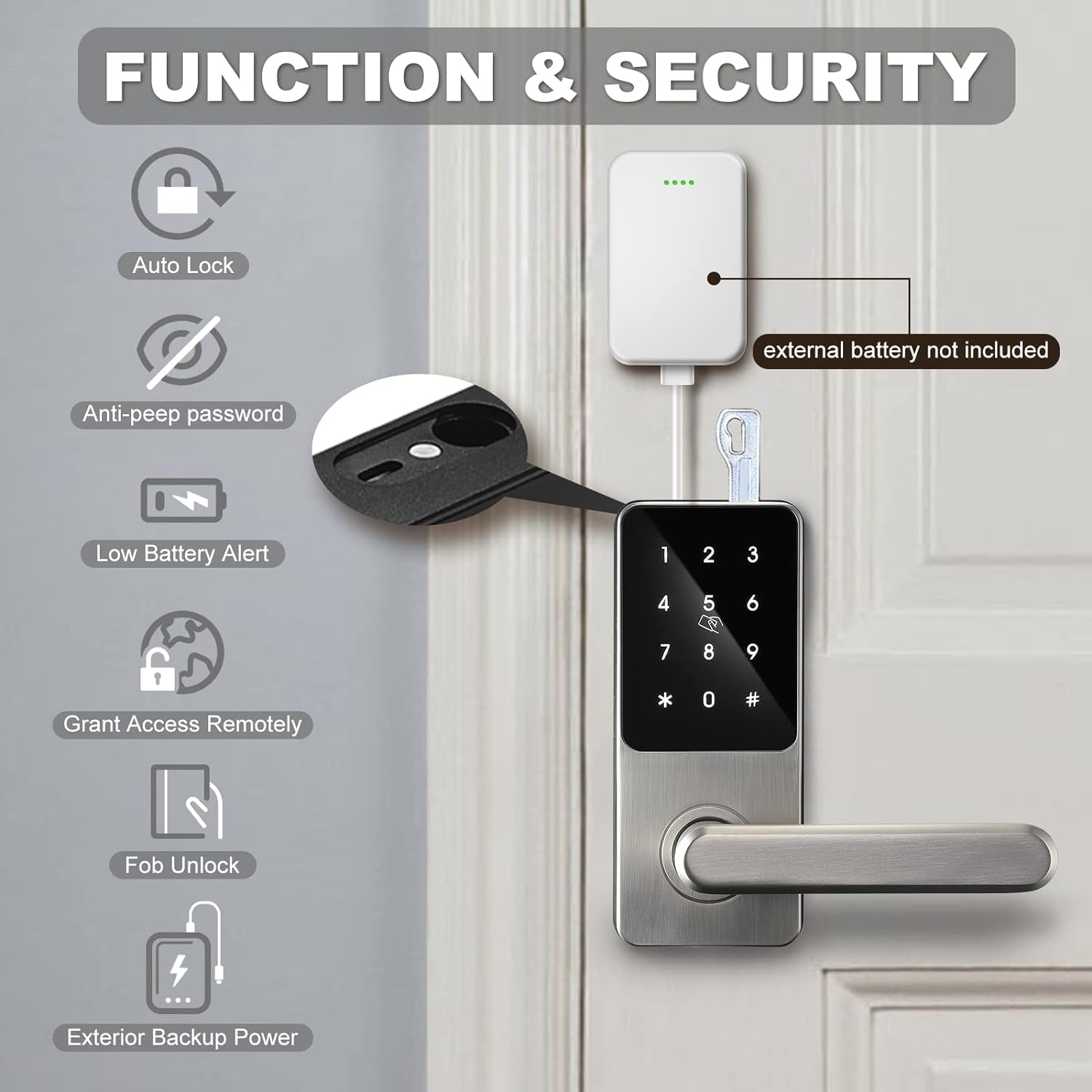 Smart Keyless Entry Door Lock with Reversible Handle, Touchscreen Keypad, Electronic Digital Bluetooth Front Door Lock, Biometric Door Lock, Auto Lock,For Home Apartment Office