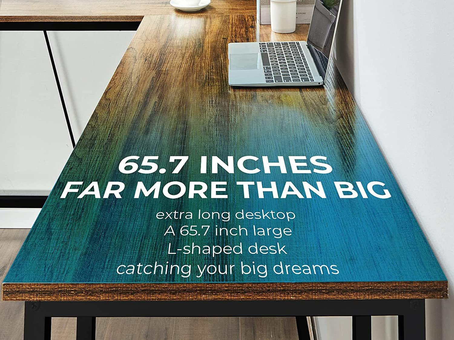 L Shaped Computer Desk with Storage Shelves, 66 Inch Corner Computer Home Office Writing Table,Rustic Large Gaming PC Workstation Space Saving, Easy Assembly,Walnut