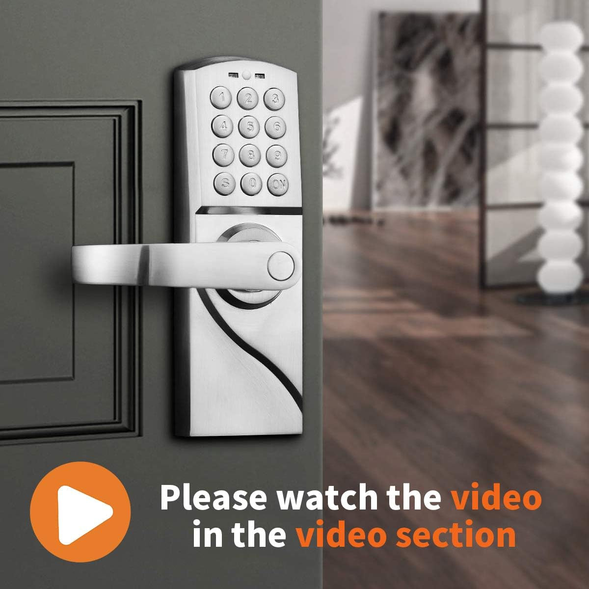 Smart Door Lock Digital Lock Keyless Door Lock Entry by Code and Emergency Key (Right_Hand)