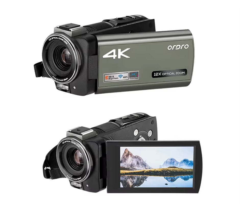 4K UHD High Quality 12X Optical Zoom Camcorder Outdoor Live Streaming Vlog Camera ORDRO