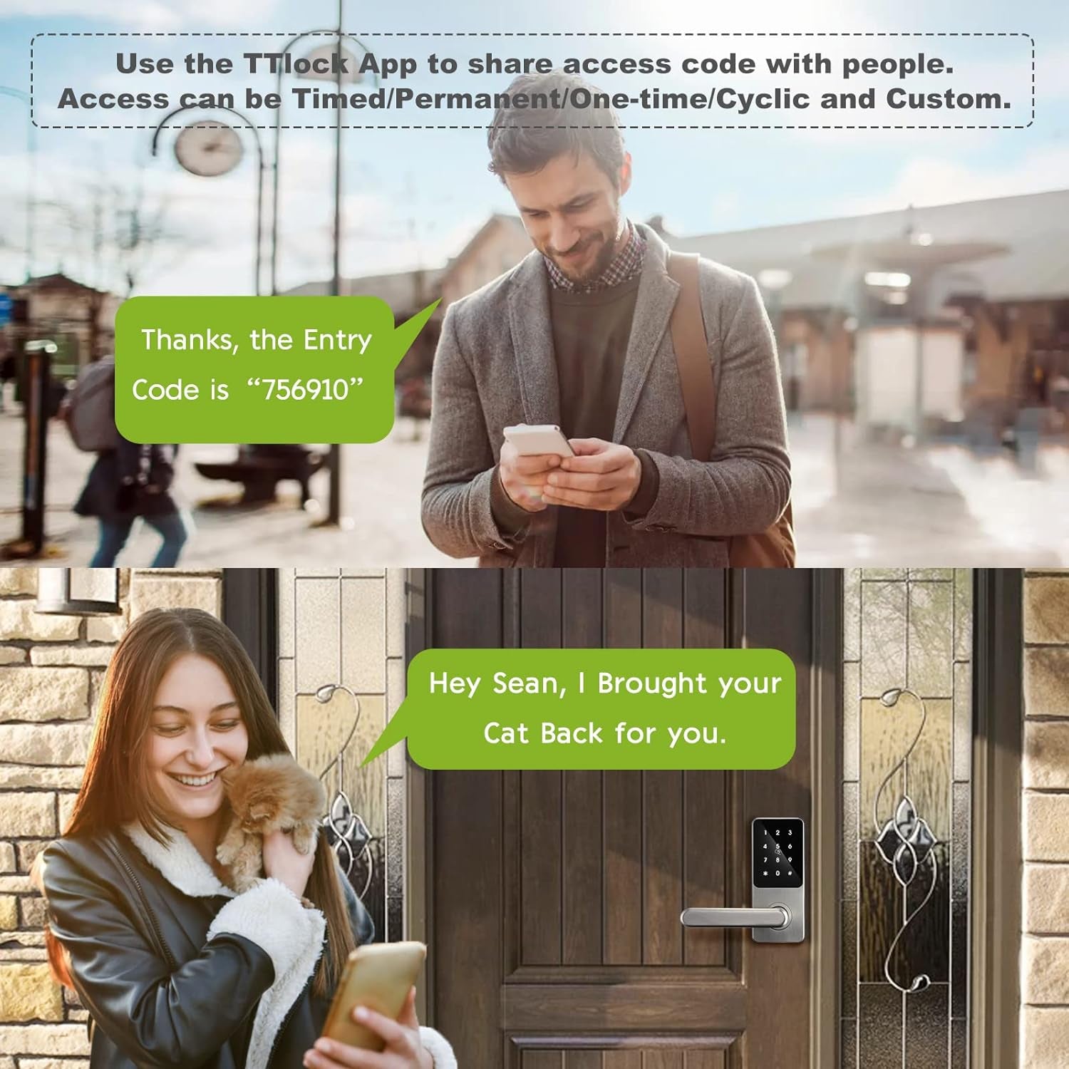 Smart Keyless Entry Door Lock with Reversible Handle, Touchscreen Keypad, Electronic Digital Bluetooth Front Door Lock, Biometric Door Lock, Auto Lock,For Home Apartment Office
