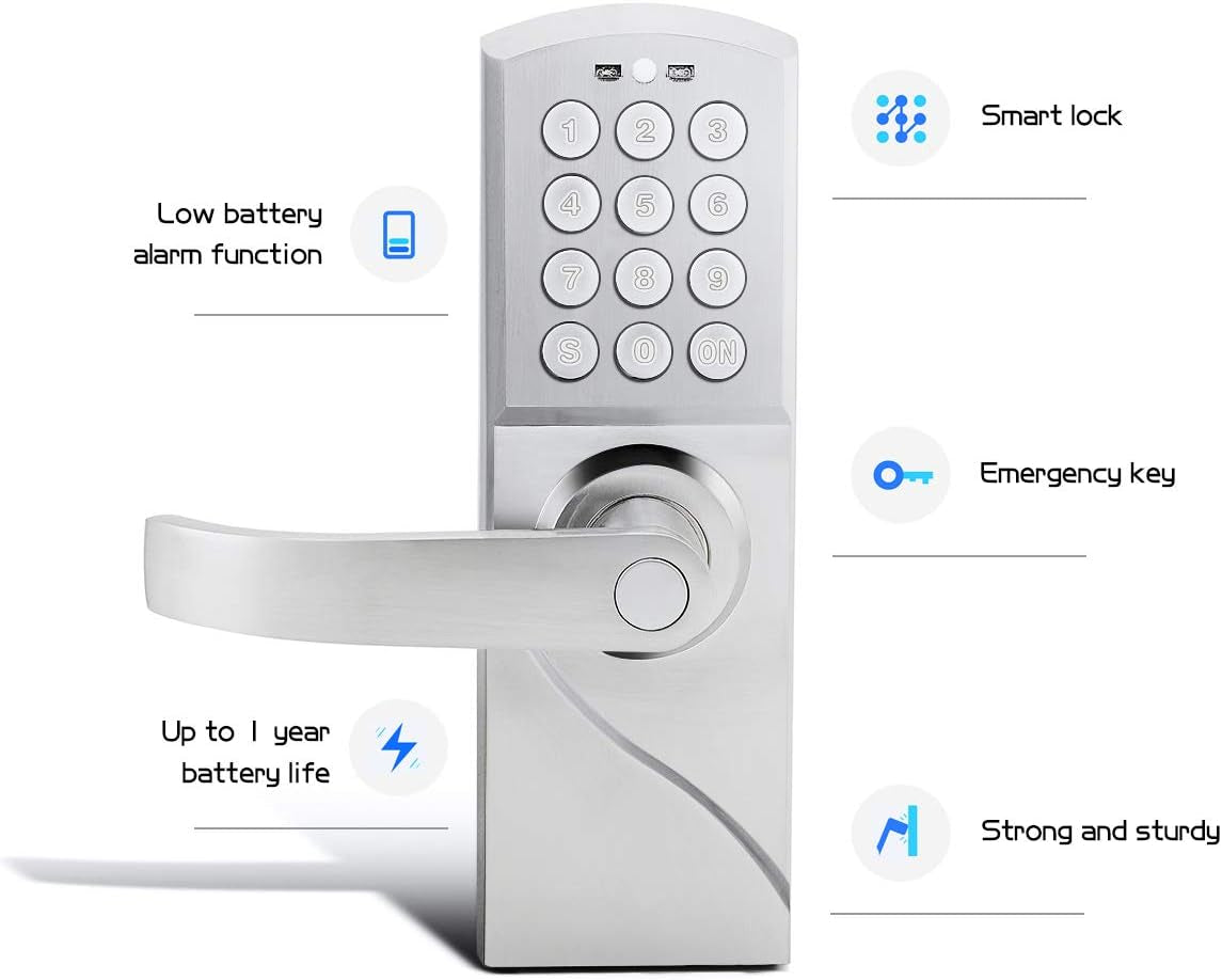 Smart Door Lock Digital Lock Keyless Door Lock Entry by Code and Emergency Key (Right_Hand)