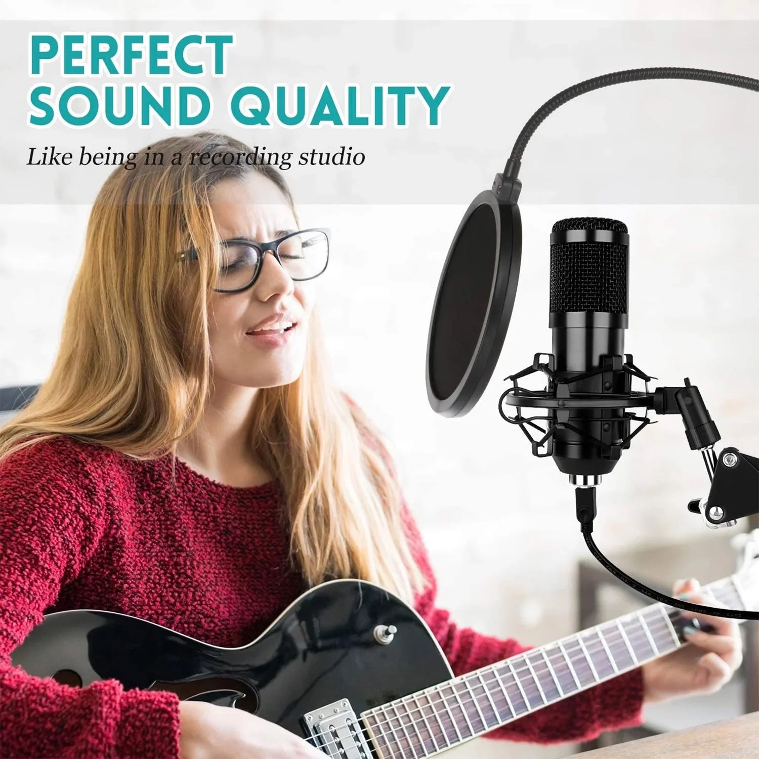 Microphone for Podcast Equipment Bundle, USB Microphone, Microphone for Computer, Perfect for Live Streaming, Black