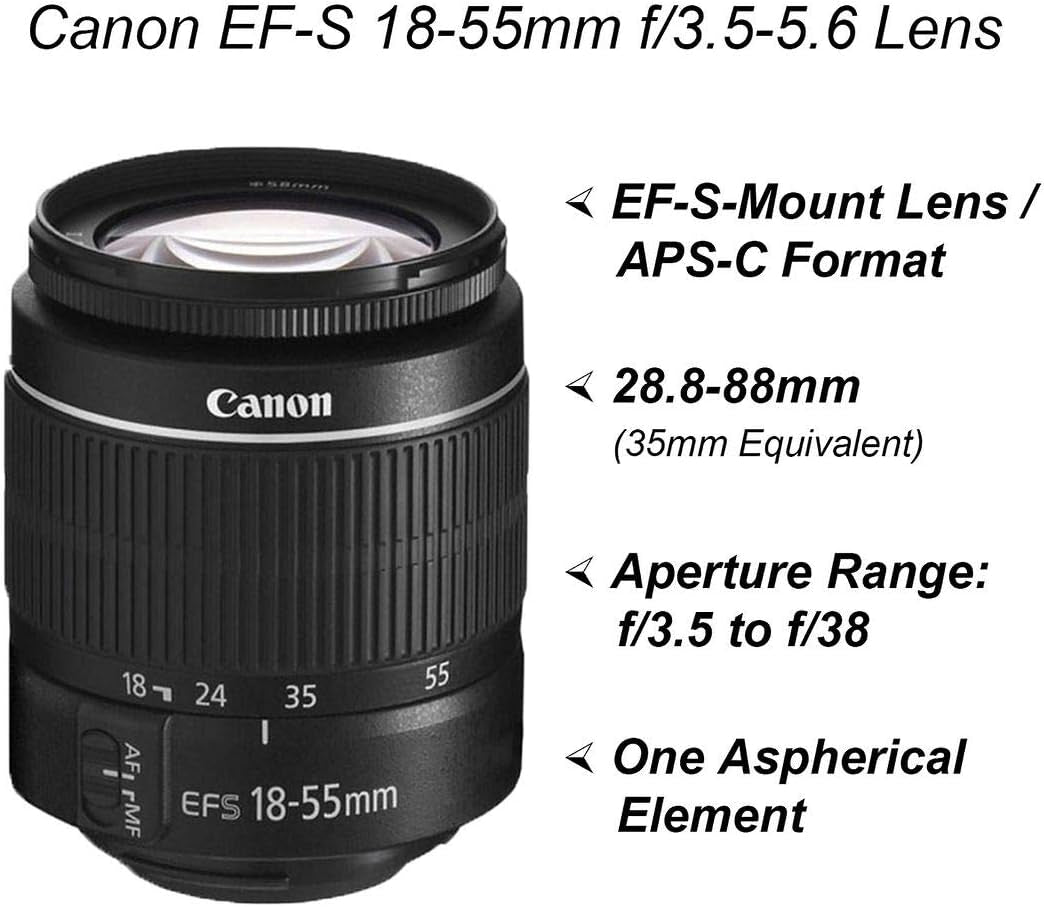 EOS Rebel T7 DSLR Camera 24.1MP with EF-S 18-55Mm + EF 75-300Mm Lens + A-Cell Accessory Bundle Includes: Telephoto + Wide Angle Lenses + Sandisk 32GB Memory Card + Much More