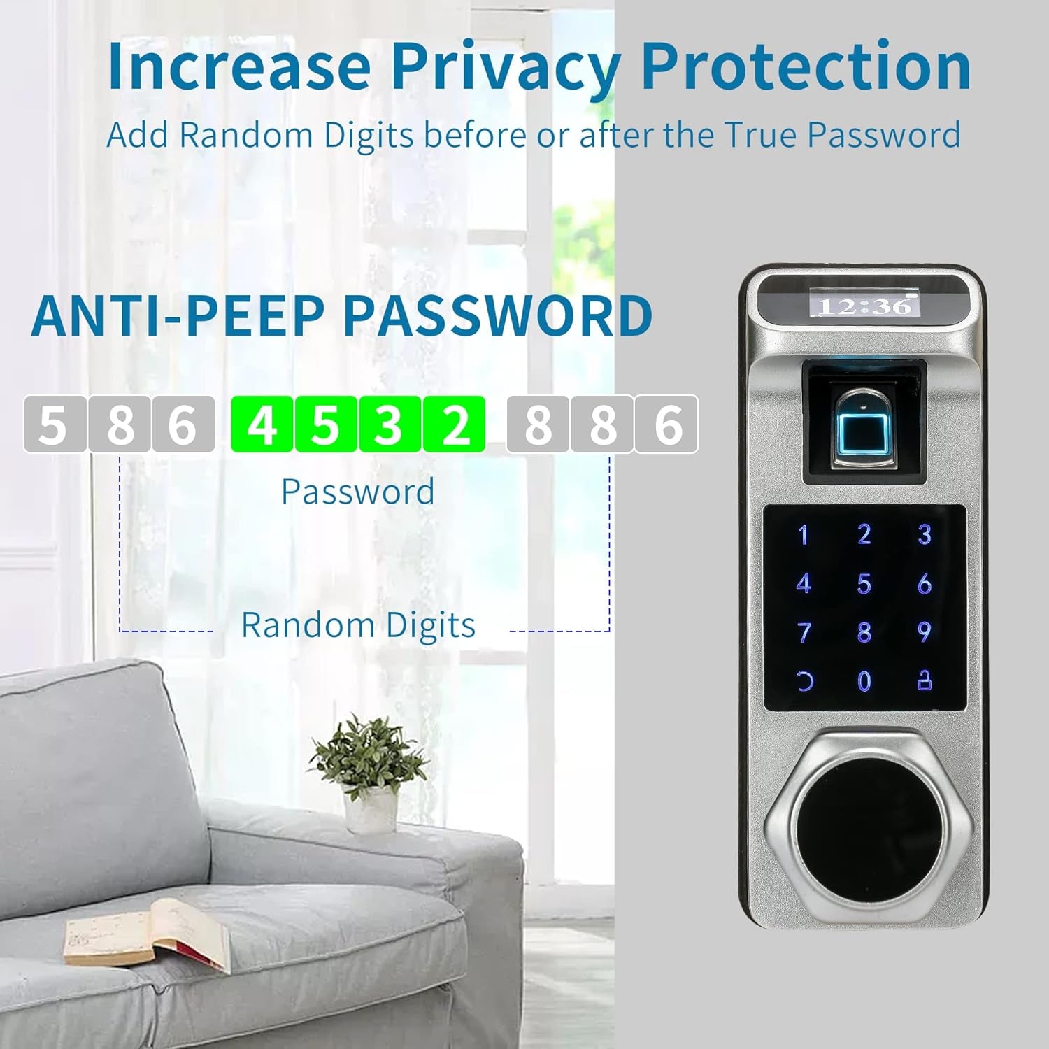 K1 Fingerprint, Keyless Entry, Keypad Lock, Biometric, Digital Door Lock for Home and Office (Silver)